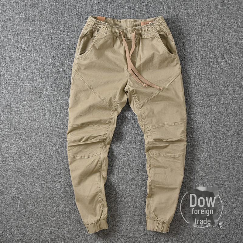 

Мужской японский ретро черный комбинезон на шнурке - свободные прямые летние брюки с девятью точками M хаки