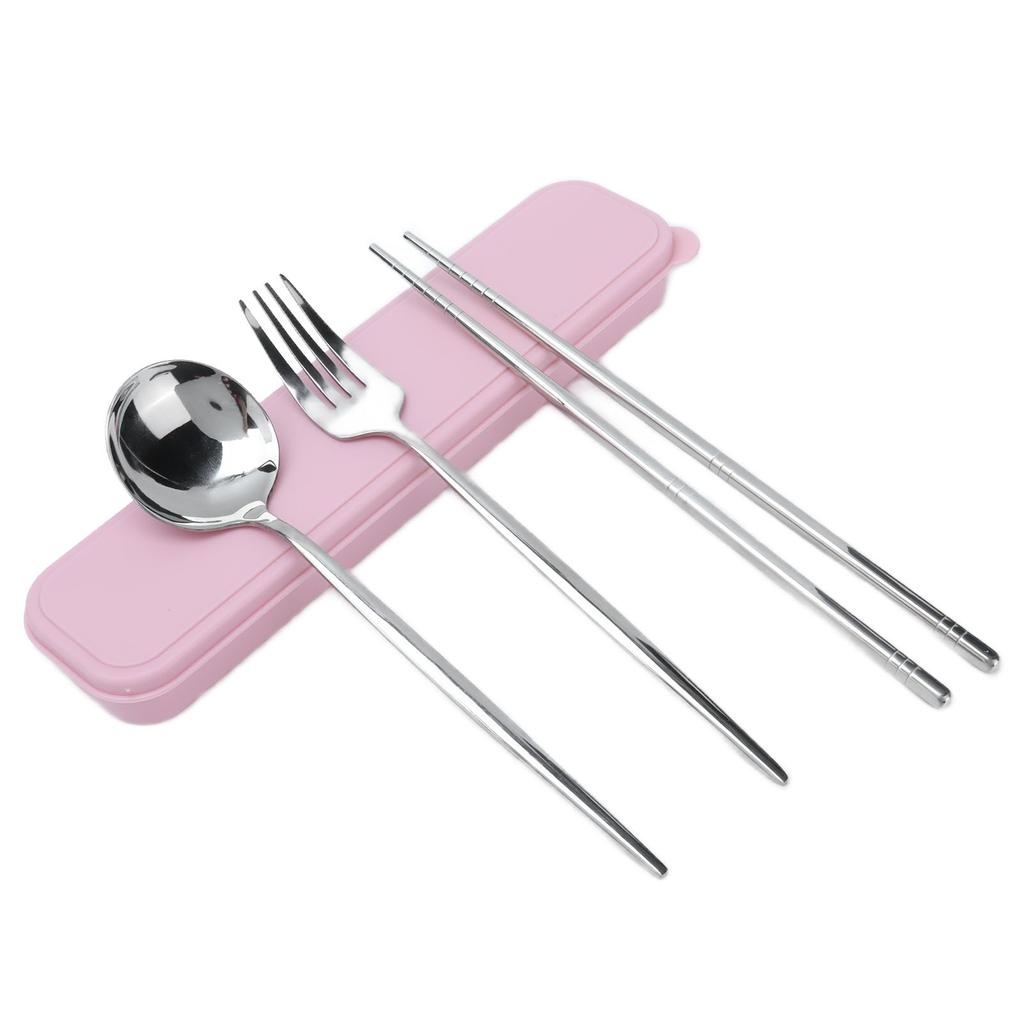 Portable Cutlery Set Stainless Steel Tableware Anti Corrosion Non Slip Anti Fading Chopsticks Spoon for Outdoor