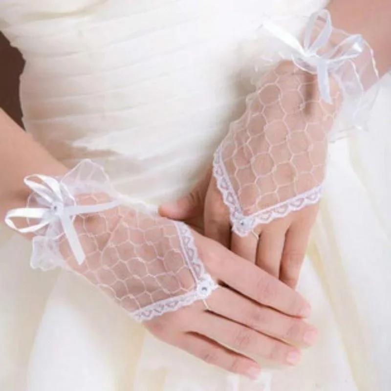 Fashion Women Accessories Bridal Wedding Gloves Wedding Dress Glove Fingerless Lace Gloves Short Mesh Hand Socks Gloves Gifts