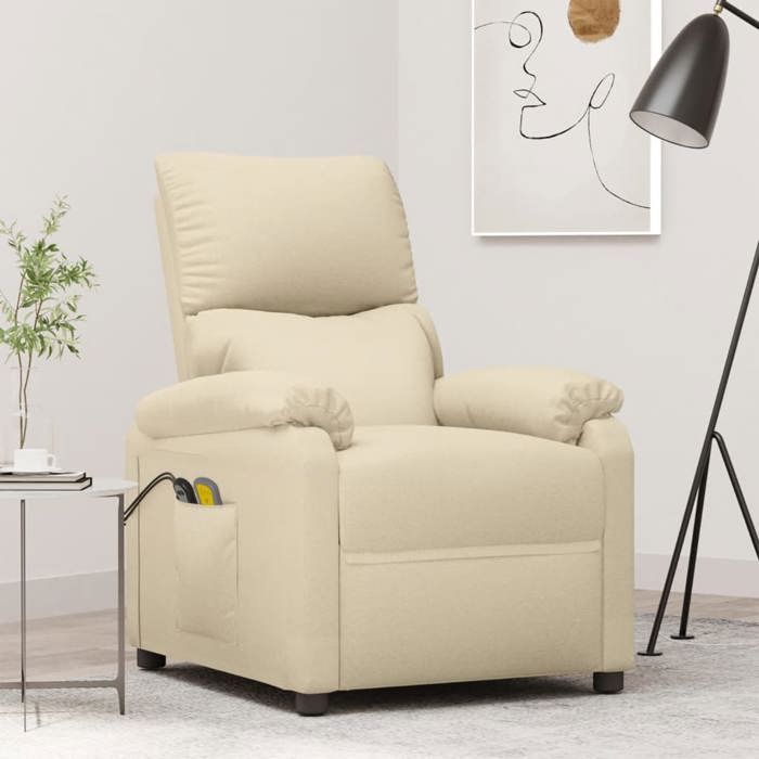 Exclusive House - Cream Fabric Electric Massage Armchair