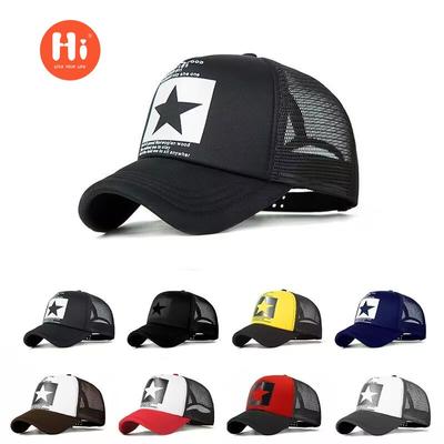 Five-star Sponge Printing Baseball Cap Women's and Men's Hats Summer Mesh Cap Casual Breathable Cap Korean Version