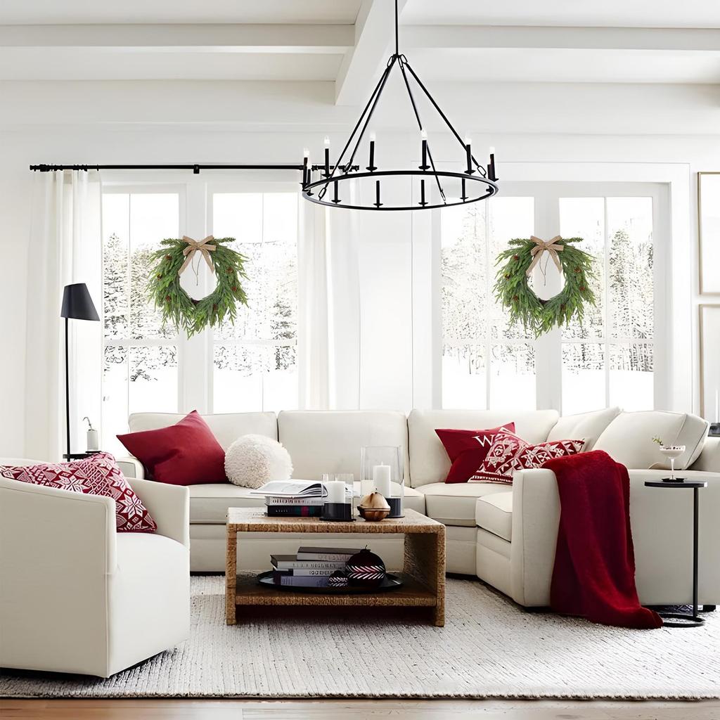 Christmas Wreath Festive Decorative Hanging Pine Cone Wreath Simulated Christmas Wreath For Window Front Door Fireplace