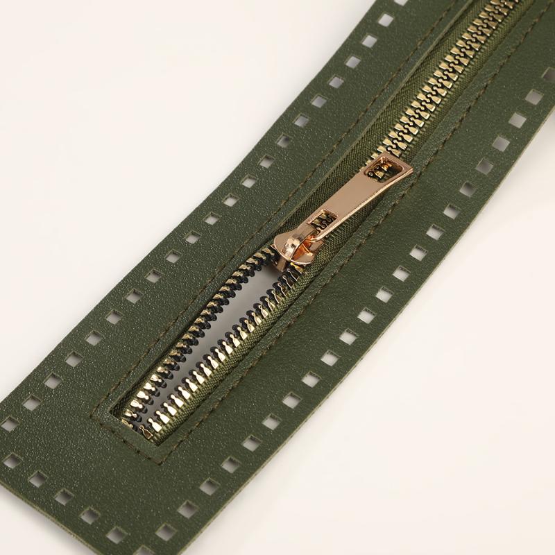 27 cm doppelseitige Leder-Reißverschluss-Utility-Handtasche Leder-Reißverschluss-Utility-Häkeltasche Beschläge Solider Reißverschluss Nähzubehör