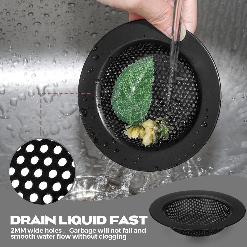Stainless Steel Kitchen Sink Strainer Filter Black Basin Drain Hole Stopper Shower Floor Drain Strainer Bathroom Accessories