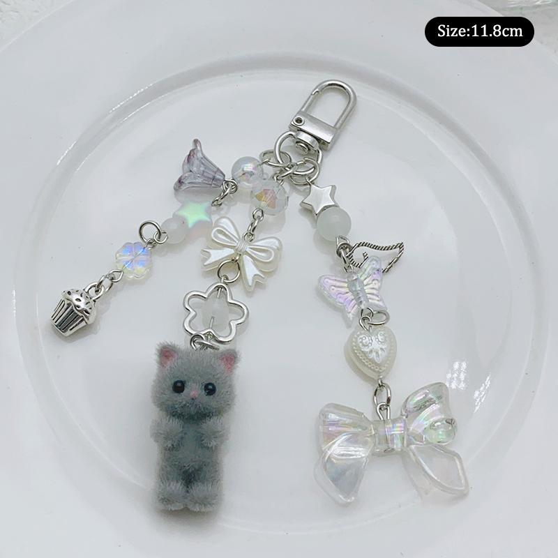 Ciondolo Gatto Floccato Kawaii Laccetto per Telefono Catena Carina per Telefono Cellulare Ciondolo per Zaino Ciondolo per Custodia Cuffie Regali