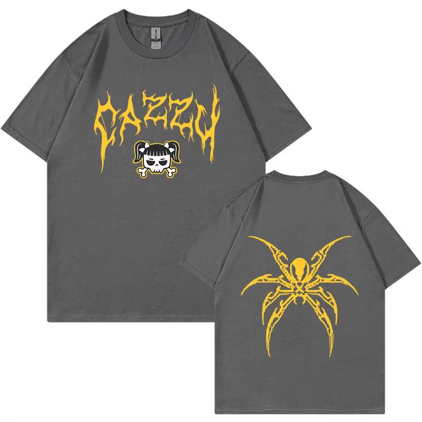 Cazzu Nena Trampa 2025 Doppelseitiger Druck T-Shirt Herren Damen Hip Hop T-Shirt Locker Baumwolle Kurzarm Übergroß Lässige T-Shirts