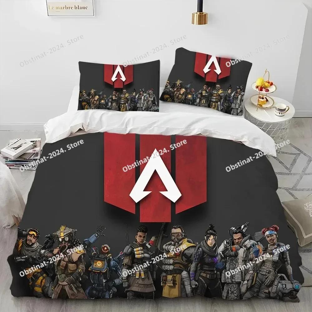 A-Apex Legends Game Gamer Cartoon Bedding Set Printed Bed Set With Pillowcase Bed Duvet Cover Soft Single Double Queen King Size
