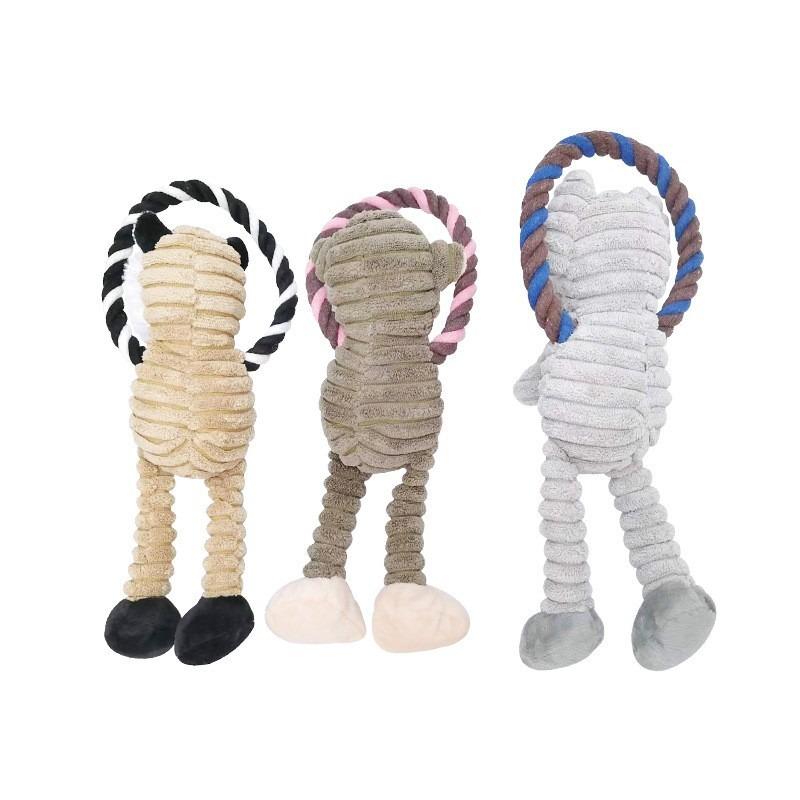 Pet Vocal Chewing Knot Rope Monkey Lion Elephant Plush Toys Dog Grinding Cleaning Cotton Rope Soft Not Hurt Teeth Pet Supplies