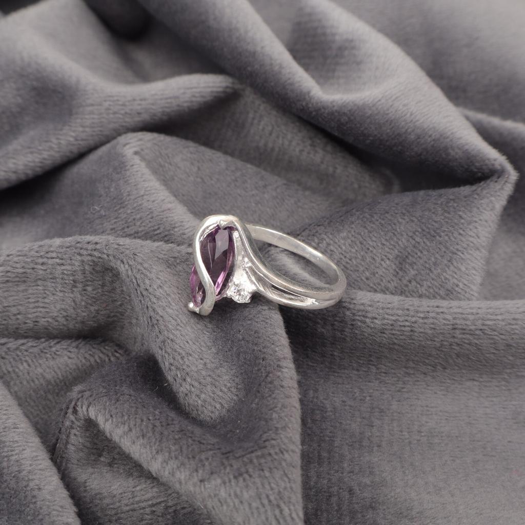 Natural Amethyst Gemstone 925 Sterling Silver Jewelry Zircon Engagement Ring CZR-8-10