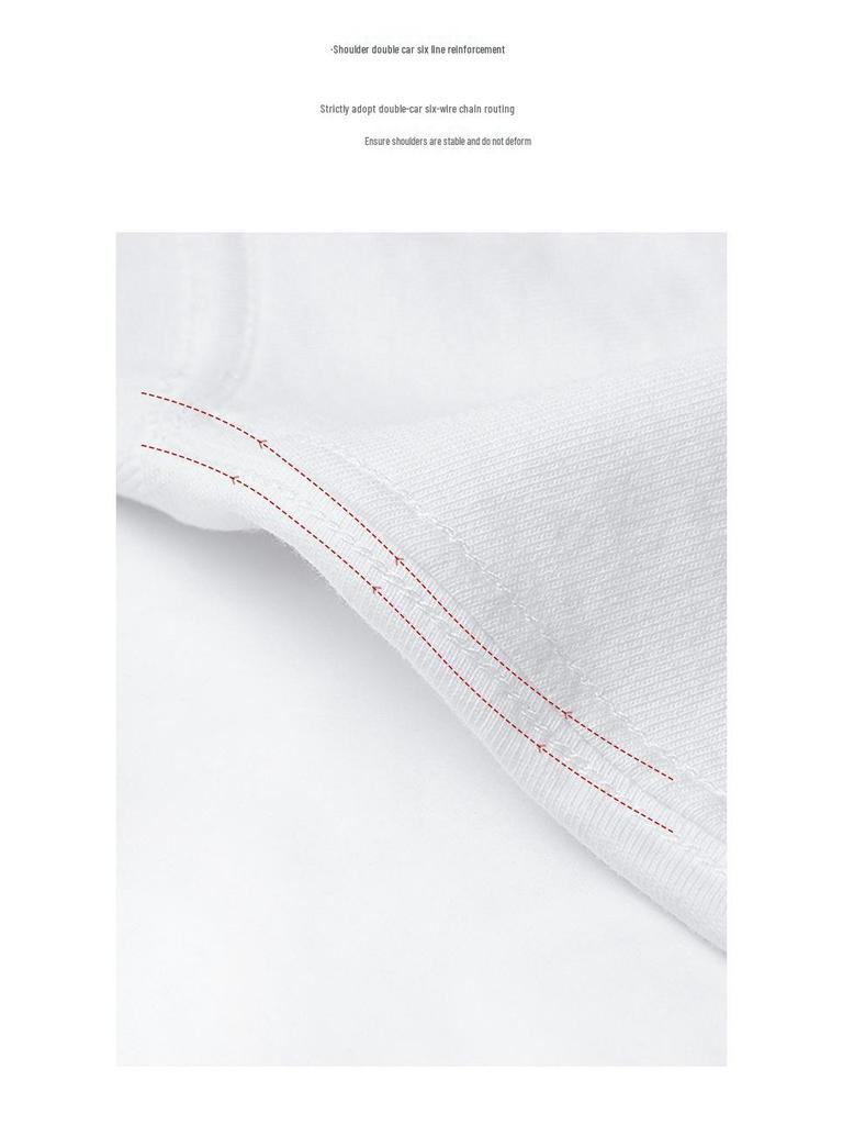 230g Heavyweight Combed Cotton Unisex Loose-Fit Black/White T-Shirt – Trendy Summer Short Sleeve