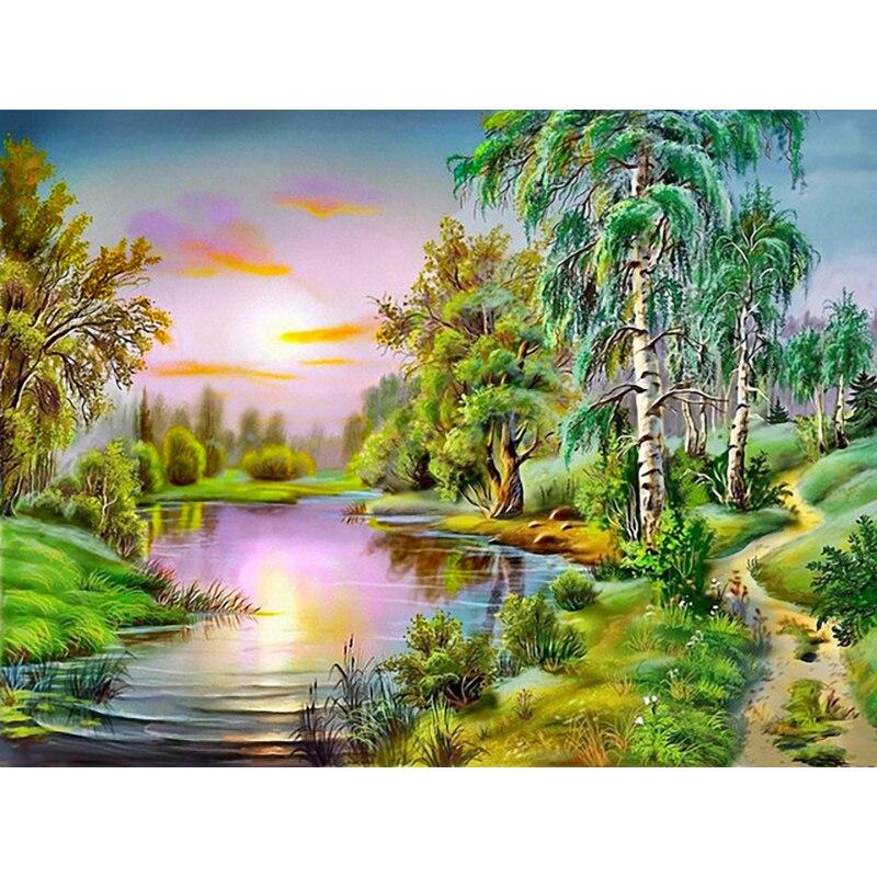

Новый DIY 5D Алмазная вышивка Дерево Вышивка крестиком Пейзаж Алмазная картина Полный круглый дрель Мозаика Ручной домашний декор Подарок Full Round 15x20CM