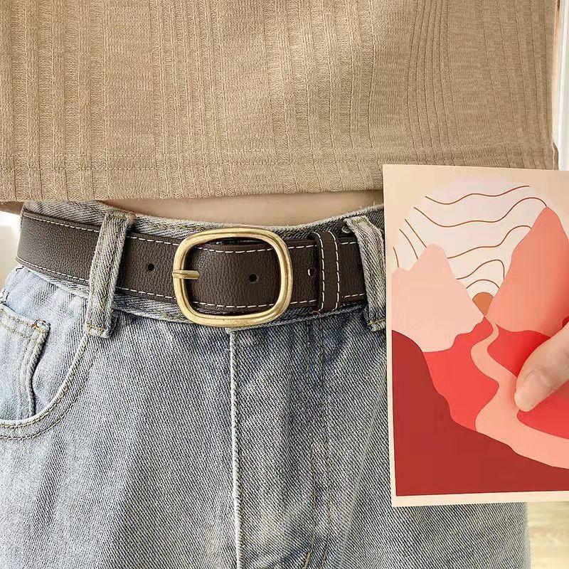 Pu Chic Minimalist Leather Belt With Unique Buckle Options For Stylish Wear