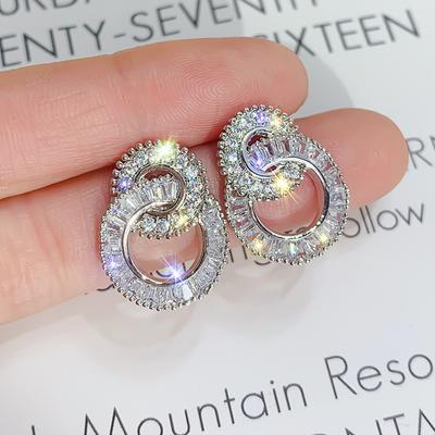 Dazzling Crystal Zircon Shape 8 Women Stud Earring Fashion Jewelry Wedding Party Office Lady Versatile Earrings Hot Sale