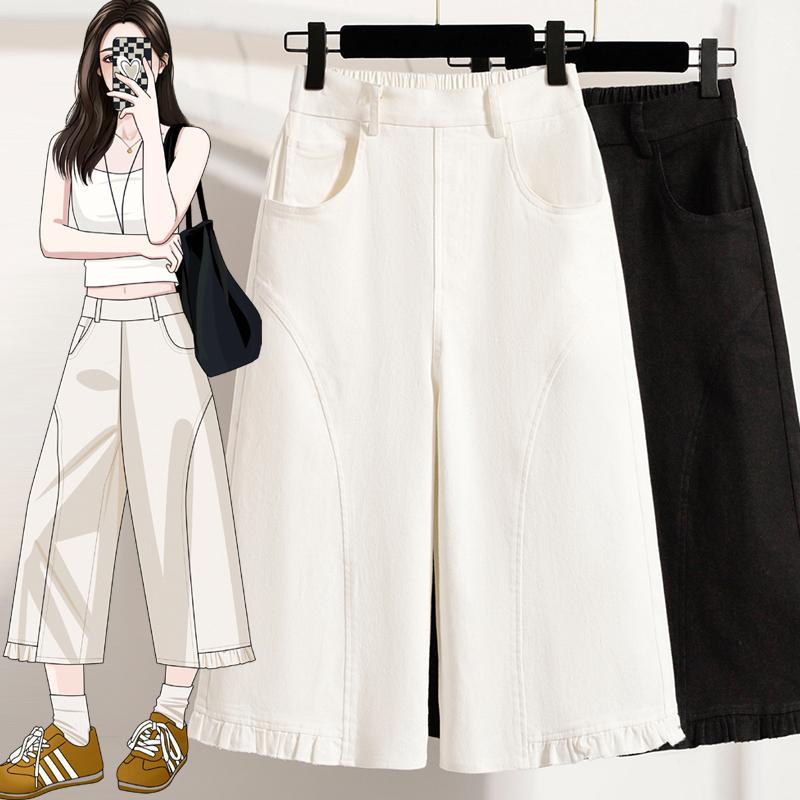 DIMANAF 2026 Summer Plus Size Women Pants Elastic Waist Oversize Loose Casual Lady Shorts Cotton Solid Black White 5XL