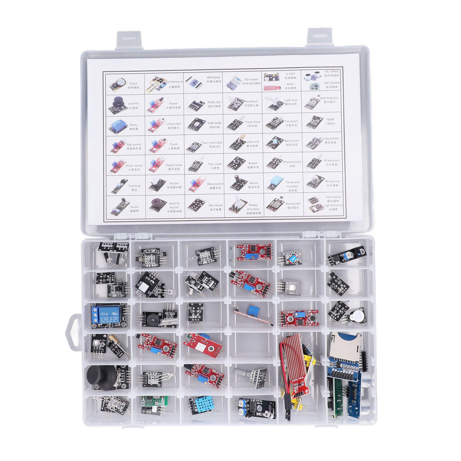 

45Pcs Sensor Module Clock Board Temp Sensor Module Electronic Component Set Kit for Raspberry Pi