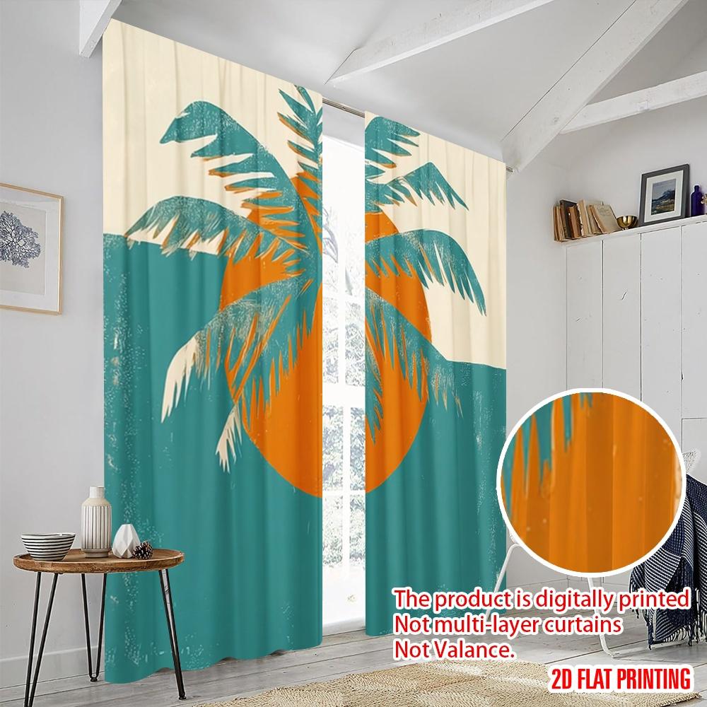 2pcs 2D flat printing Drapes a tree 100% Polyester Without Electricity 0 for Room bedroom wall decor