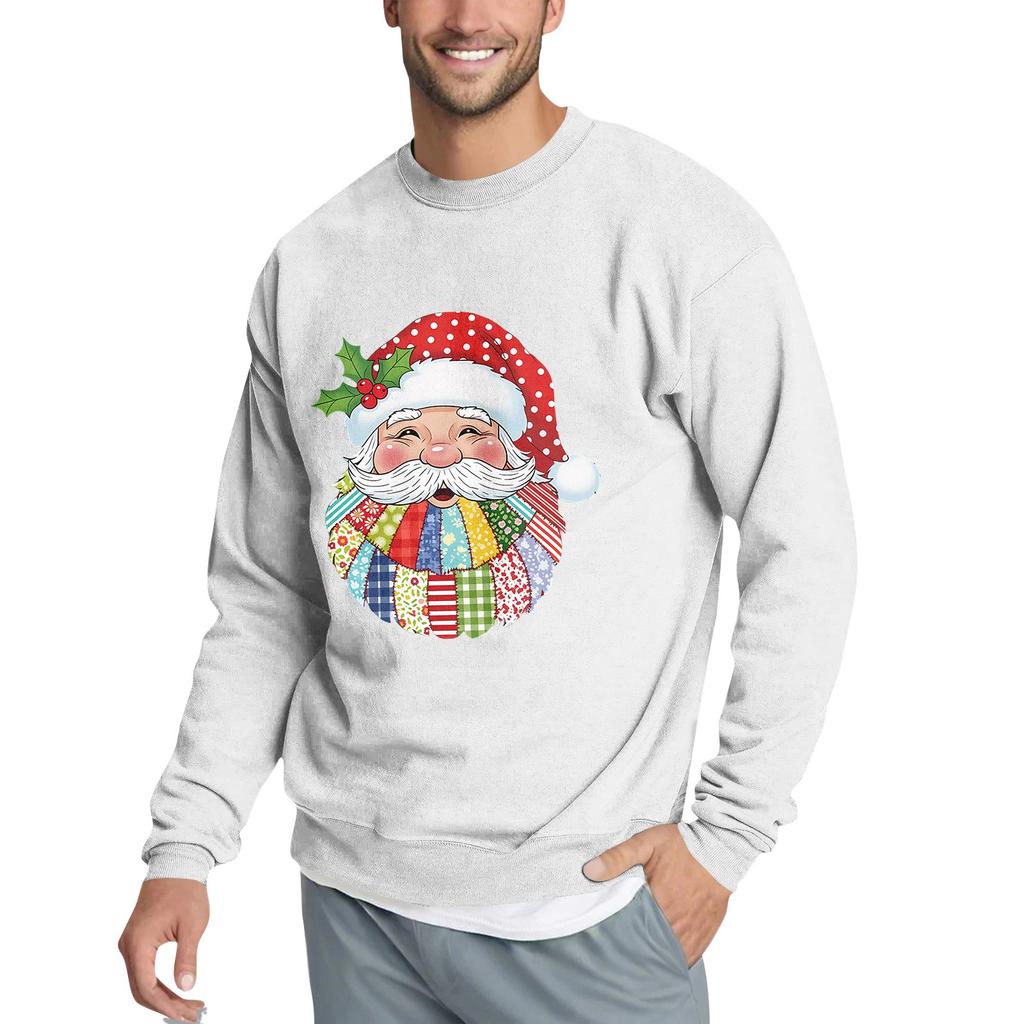 Christmas Print Loose Fit Round Neck Sweatshirt For Men
