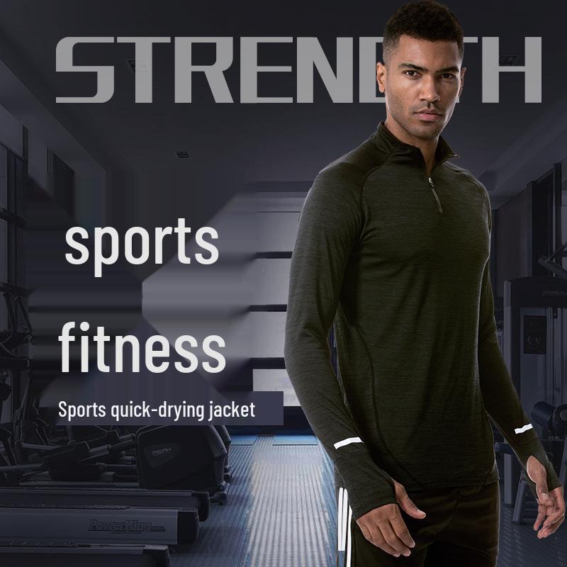 Men's Quick-Dry Long Sleeve Running T-Shirt for Autumn/Winter, Loose Fit Sportswear for Outdoor Basketball and Fitness Training