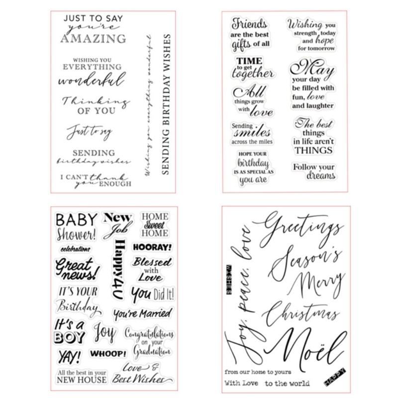 8 Stück Segenwort Silikonstempel für Geburtstagskartenherstellung Journal Bastelverzierungen Hintergrunddekoration Stempel