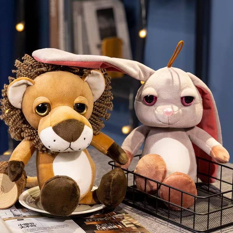 Latest Fun Zoo Big Eyes Animal Doll Kawaii Stuffed Plush Toy Handmade Doll Cartoon Anime Cute Children's Birthday Gift Doll