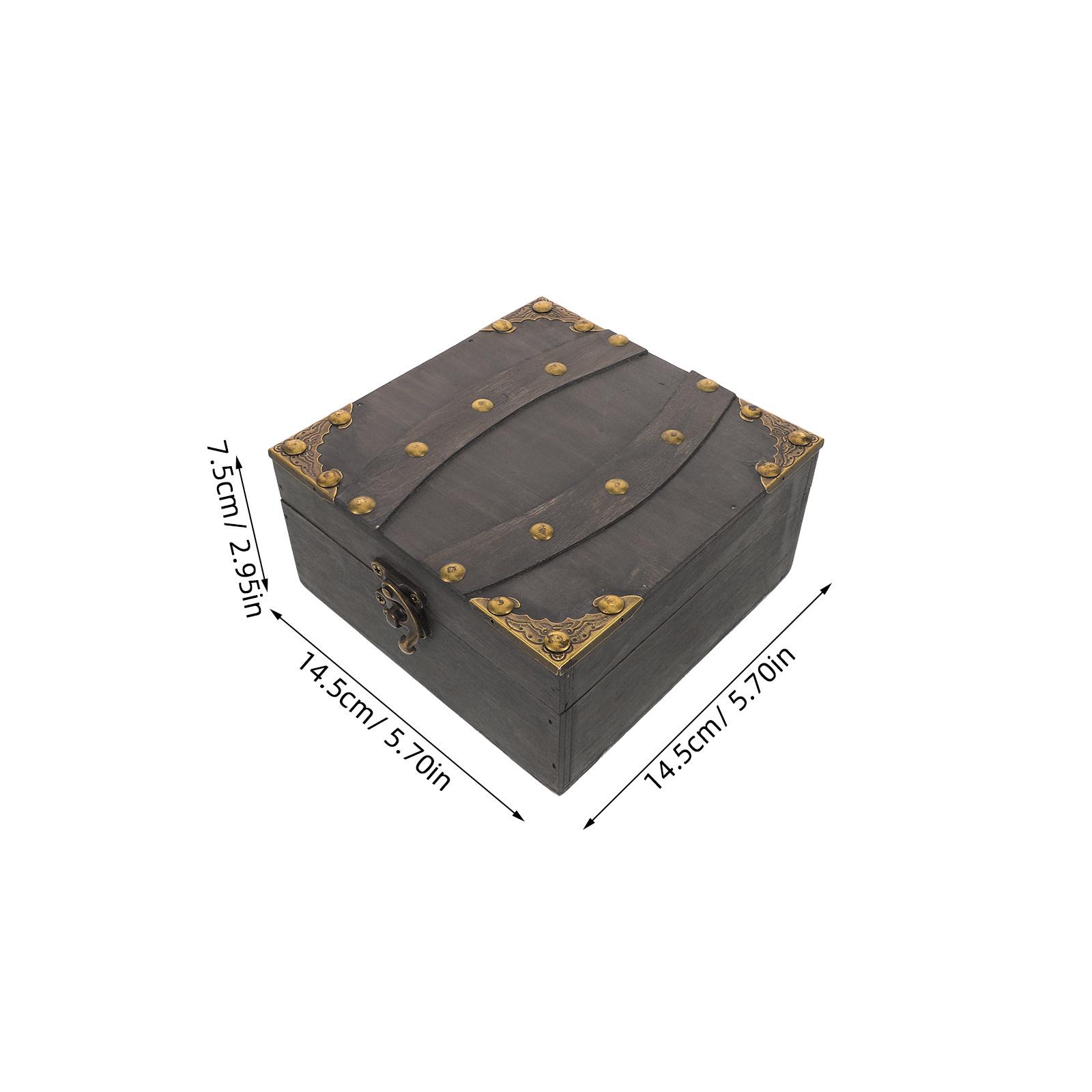 

Vintage Wooden Treasure Chest Brown Decorative Storage Box Jewelry Organizer Home Tea Chest Organizer Wood Storage Case