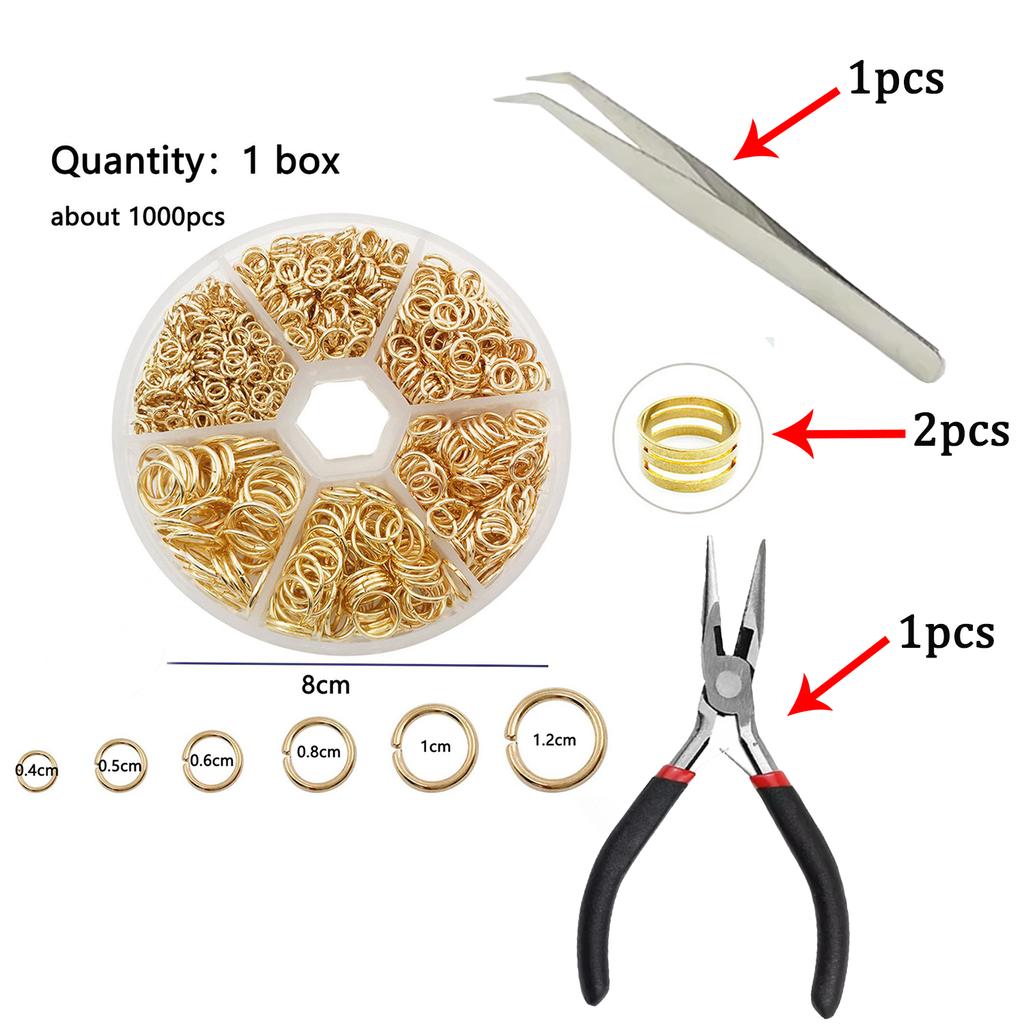 About 1000Pcs 6 Different Sizes Open Jump Rings,4mm 5mm 6mm 8mm 10mm 12mm with 1Pc Jump Ring Open/Close Tool for DIY Crafts Gift