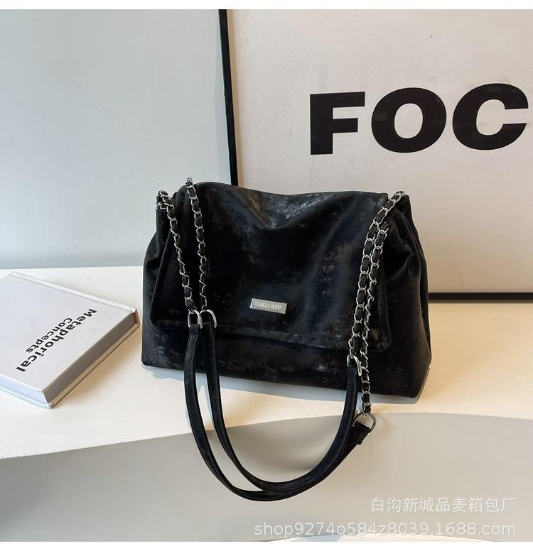 

Textured large-capacity bag niche fashion chain handbag simple tote bag casual versatile solid color underarm bag