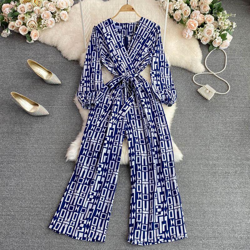 K-style Fashion V Neck High Waist Slim Looking Gingham Jumpsuit