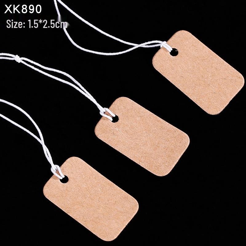 Kraft Hanging Price Tags with Elastic Cord - 100 Pieces for DIY Jewelry Ornaments