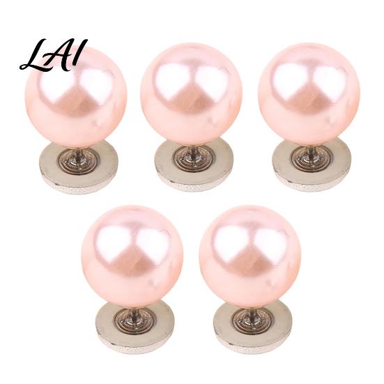 No-sew Shirt Buttons 5Pcs Fake Pearl for Clothing Removable Decorative Brooch Pins No Neckline Fixation Clips Sew Safety Pins Embellishment Elegant