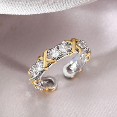 Unisex dvoubarevný nastavitelný prsten s diamanty: Špičkové módní šperky