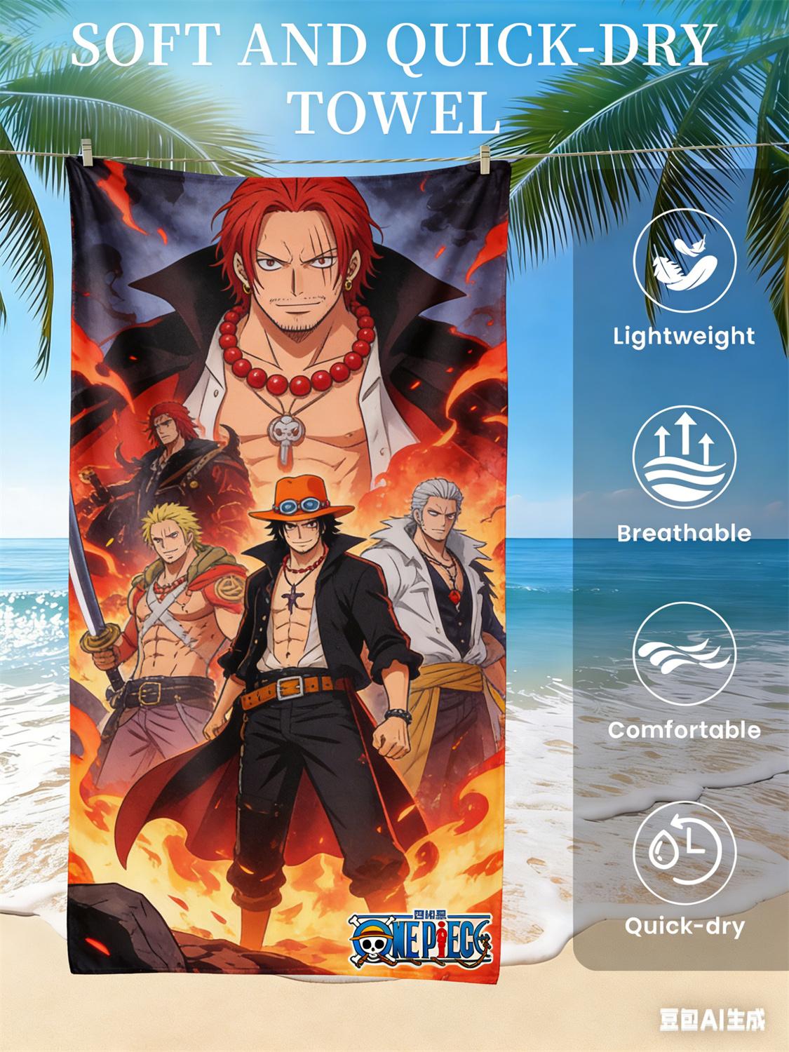 

One Piece Обезьяна D. Пляжное полотенце с Луффи, Эксклюзивная лимитированная серия для фанатов аниме, Банное полотенце на пиратскую тематику для пляжа, бассейна и ванной комнаты W30*H60(CM)