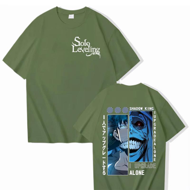 Anime Solo Leveling Cotton T-shirt Sung Jin-woo Print Men Women Clothes Solo Leveling Anime Manga Street Style Harajuku Male Top