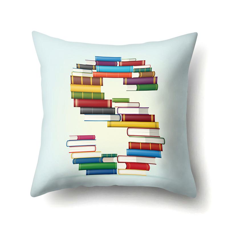 Polyester Pillowcase Car Decoration Home 26 English Letters Print Book Pillowcase