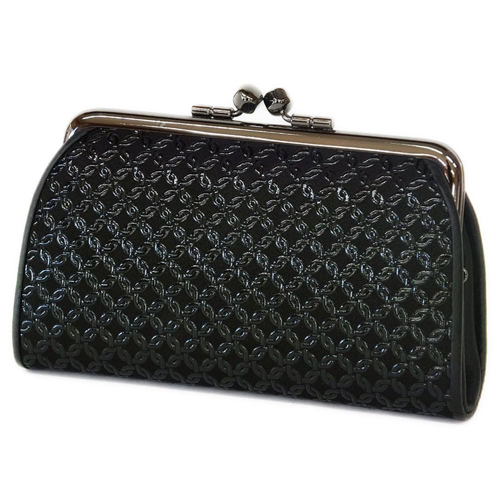 

Indenya Inden Wallet 340 Parent and Child Clasp Coin Purse 1501 Black Deerskin x Black Lacquer Small Ring Pattern Length x Width x Thickness Clasp on