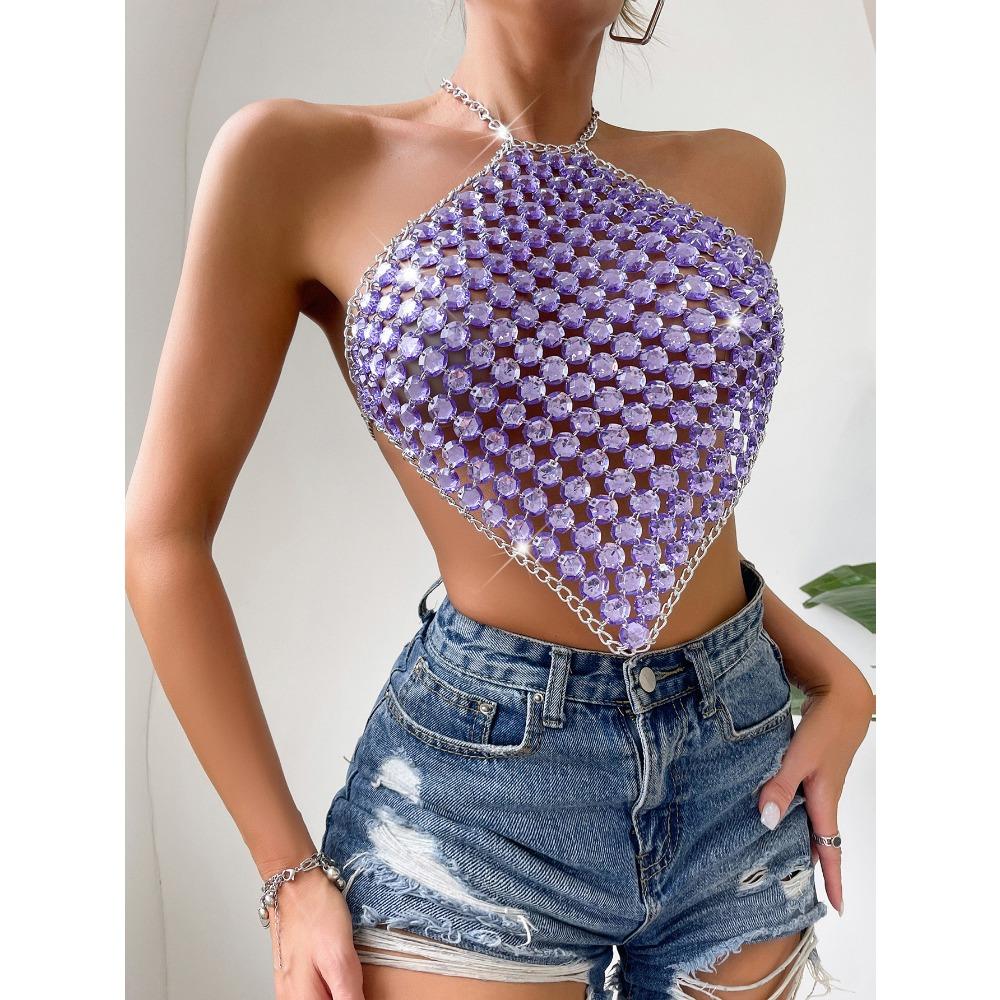 Summer Hot Selling Women's New Style Chain Hanging Neck Strap Sexy Splicing Strapless