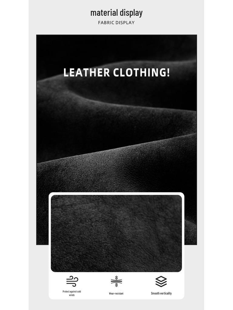 2024 Men's Trendy Shearling Lined PU Leather Motorcycle Jacket