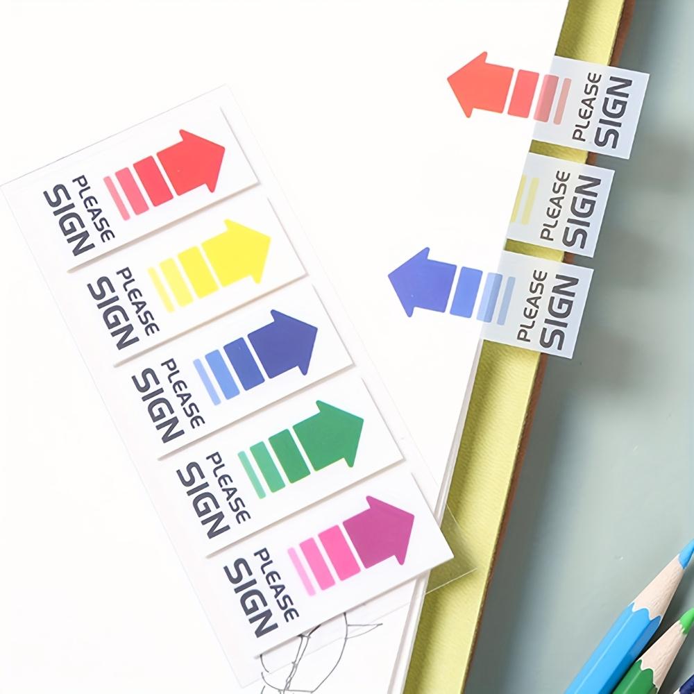 

100pcs Colorful Arrow Sticky Notes-5 Colors (Red, Green, Yellow, Purple) with SIGN Text,Flat Head Index Tabs for Office,School