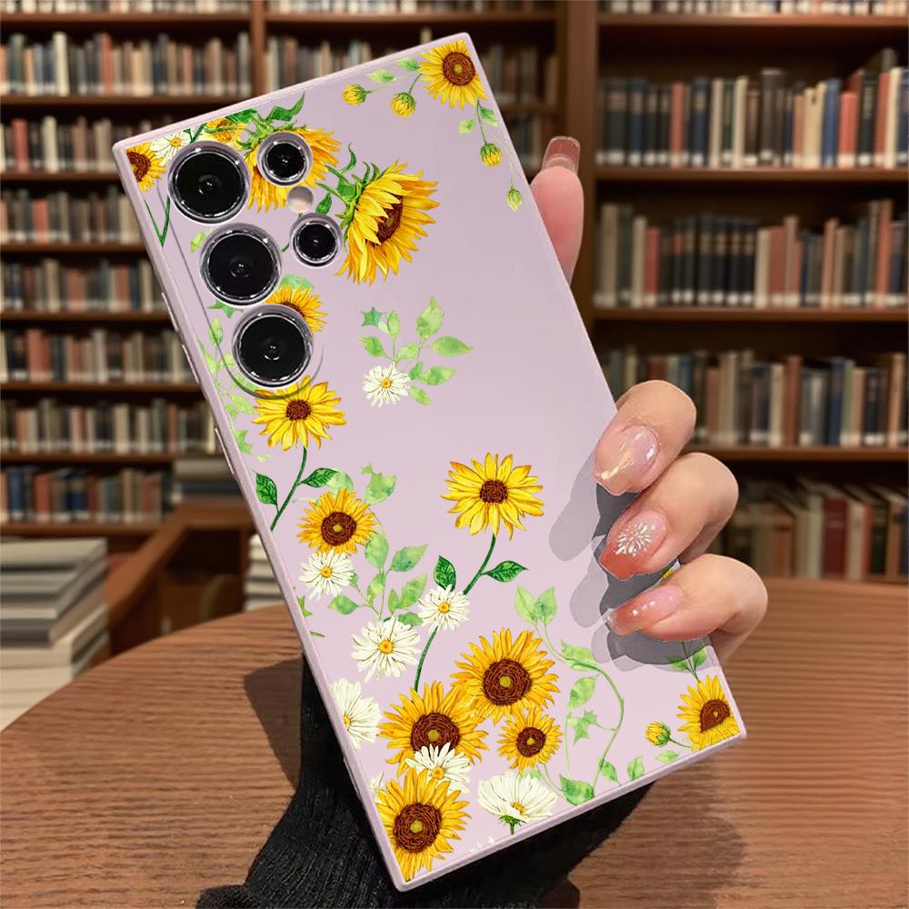 Watercolor Sunflower Pattern Slim Fit Phone Case Anti Scratch Drop Protection For Samsung Galaxy S26 S25 S24 Ultra FE A Series