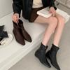 2025 New Velvet Boots Women's European and American Style Square Head Short Boots Inner Height Increase Thin Boots Rear Zipper Women's Boots Chelsea