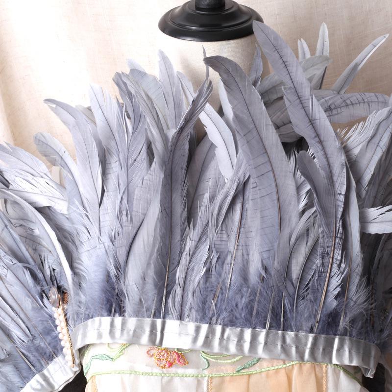 2 M/Piece Rooster Tail Fabric Edge Chicken Feather Fabric Strip Performance Clothing Skirt Fabric Belt Shawl Feather Decoration Clothing Accessories