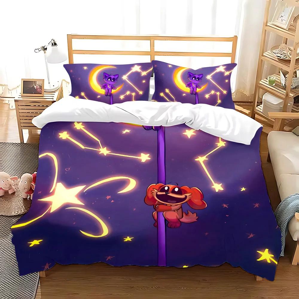 Set Biancheria da Letto Stampa 3D GattoSonno X CaneGiorno Copripiumino Trapunta Copriletto Copripiumino Federa 2-3 Pezzi Set Decorazione Camera da Letto