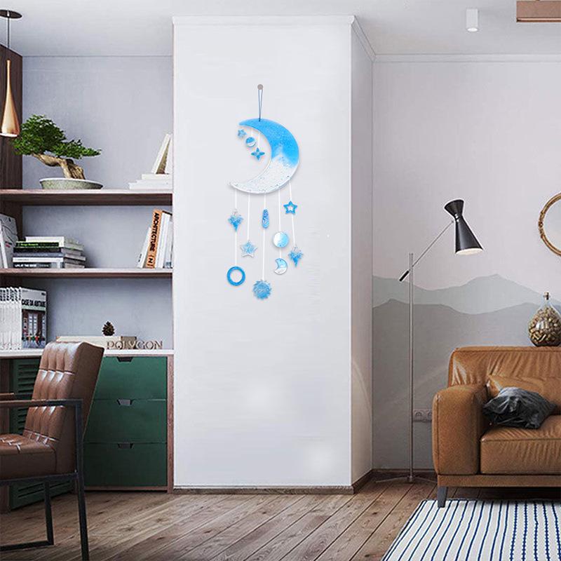 Epoxy Wind Chime Silicone Mold: Sun, Moon, Stars Pendant with Hole for DIY Decorations