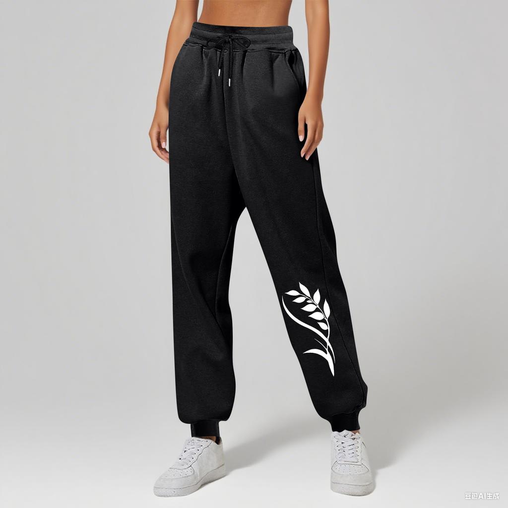 Ladies' Printed Unisex Casual Pocket Drawstring  Pants