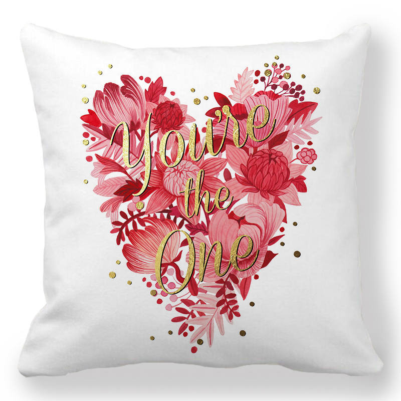 Creative Valentine's Day Happy Letters Digital printing short plush pillow covers for car sofa office cushion cover home goods
