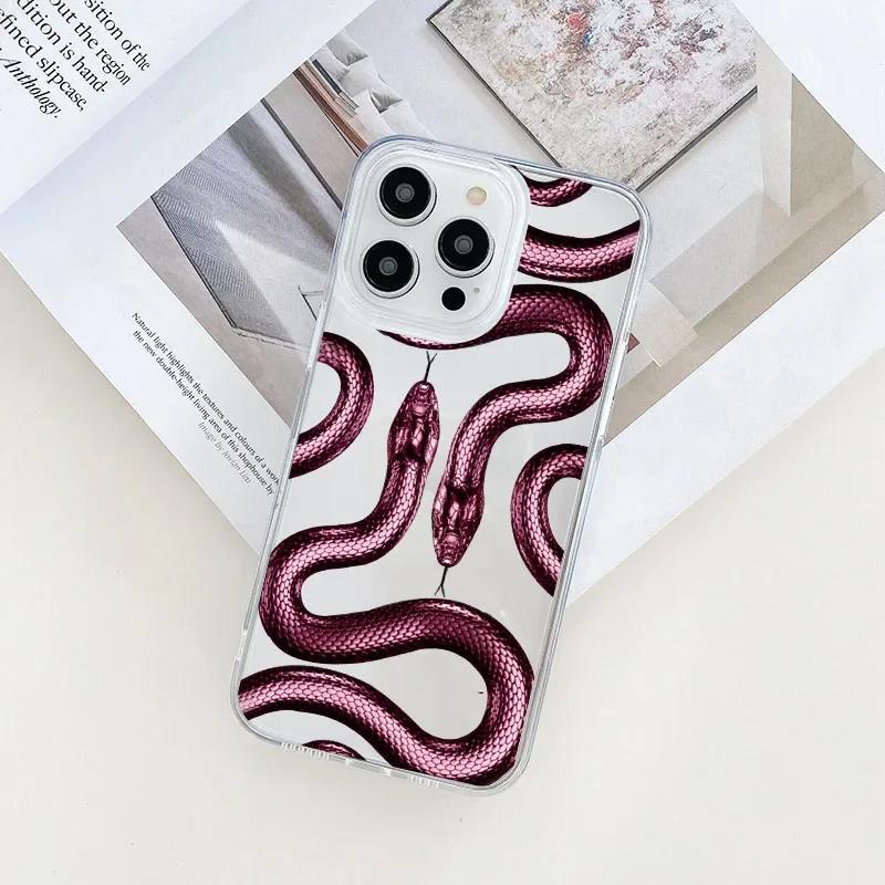 Luxurious Gold Snake Clear Case for IPhone 16 12 14 13 11 Pro Max Mini X XR XS 15 8 Plus Case Dragon Fundas for IPhone 13 Cover