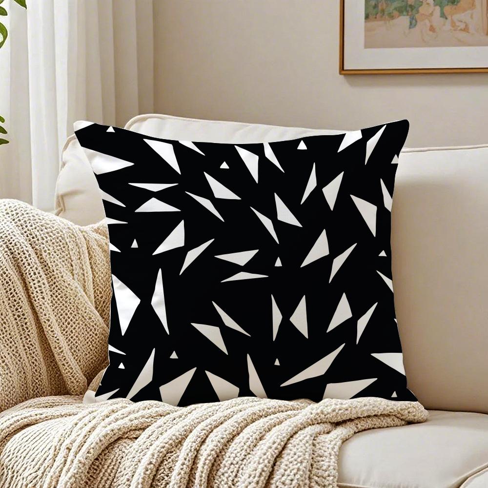 Black And White Abstract Print Cushion Cover Pillowcase Antidustmite Living Room Sofa Decor Cushion Room