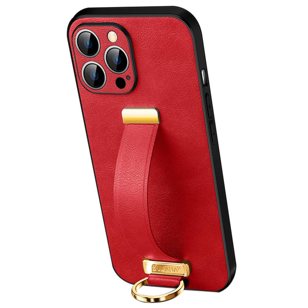 SULADA Moteserie for iPhone 16 Pro Max Deksel Armbånd Støtte Lær Bakside Telefondeksel