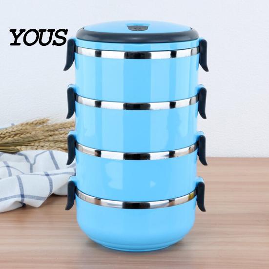 Separate Layer Bento Box Stackable Insulated Lunch with Handle, Stainless Steel Interior Easy Cleaning Portable Thermal Design, Leak-Proof Food