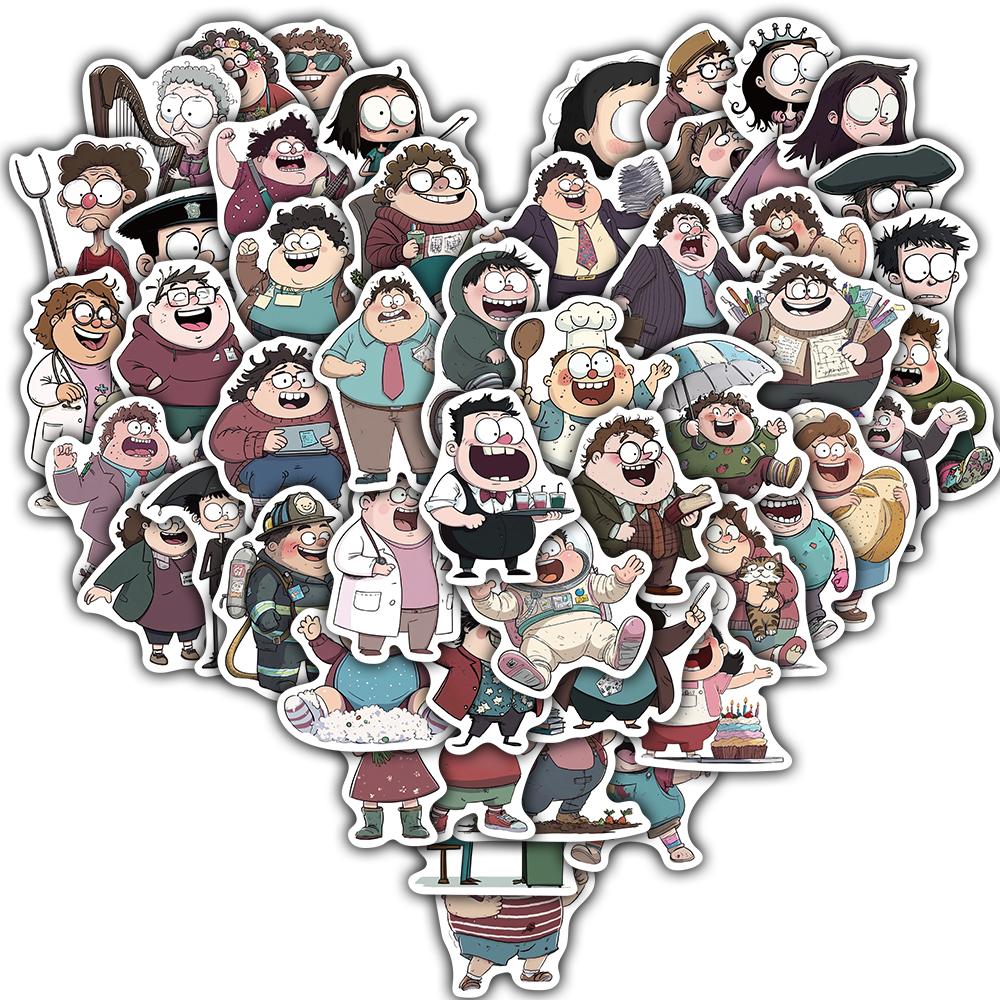 

50PCS Clumsy Cartoon Characters Stickers Cartoon Skateboard Harajuku Phone Graffiti Bike Cool Car Waterproof Car Decals Sticker